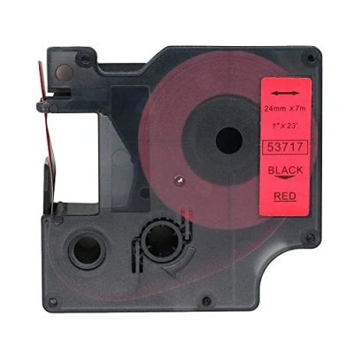Immagine di BROVACS 1 confezione di nastro nero su rosso compatibile per DYMO D1 53717 24 mm 1&quot; OPA2417