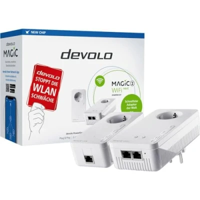 Immagine di Devolo Magic 2 WiFi Next Starter Kit per Rete Mesh Wireless LAN ad Alta Velocità Tramite i Fili della Corrente (2400 Mbps, 3 Collegamenti LAN, Tecnologia G.hn)