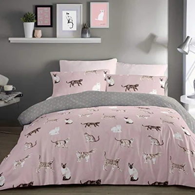 Immagine di Fusion Geo Copripiumino e 2 federe, 52% Poliestere, 48% Cotone, Blush, Doppio