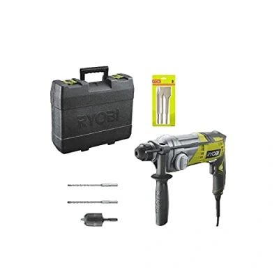 Immagine di Confezione Trapano a percussione RYOBI SDSPlus 680 W RSDS680 KA2 Kit 3 scalpelli SDS+ RIOBY 1 punto piatto van