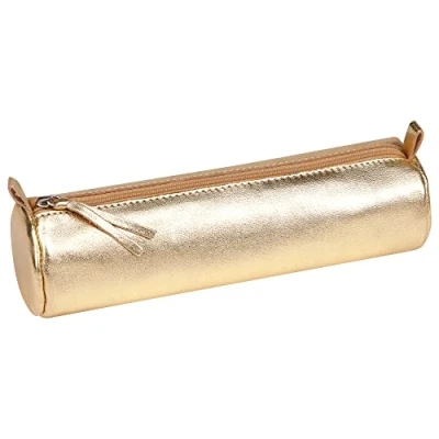 Immagine di Clairefontaine 8692C Trousse rotonda in vera pelle, 22 cm x 5.5 di diametro, color Rame