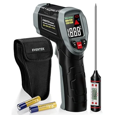 Immagine di Eventek Termometro Infrarossi, [3 in 1] 50C 600C （ 58F 1112F), Digitale, Laser, Senza Contatto Emissività Regolabile per Cucina/Pizza/Forno/BBQ, Include Carne &amp; Sacchetto