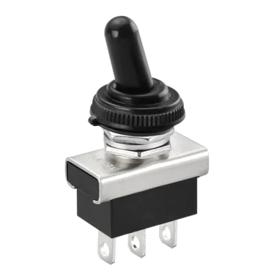 Immagine di Heschen, Interruttore A Levetta In Metallo Scatto Da, KN3D 102, 12V 25A, SPDT, On/Off, 2 Posizioni 3 Pin, Per Automobili, Con Cappuccio Impermeabile (1)