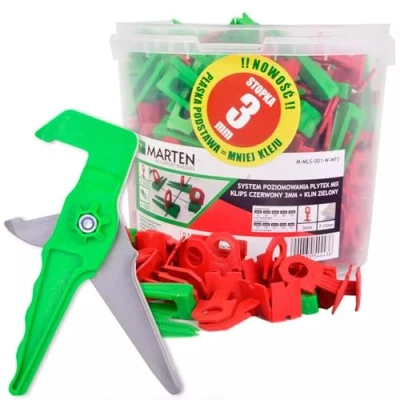 Immagine di Marten Klin Sistema di livellamento per piastrelle Clip Spessore piastrella 7 15 mm Larghezza malta 1 1,5 2 3 Pinze (3MM, 250 linguette + 100 cunei pinza)