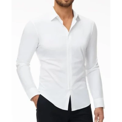 Immagine di DEMEANOR Camicia elasticizzata da uomo a maniche lunghe, slim fit, business, senza stiratura, uomo, per il tempo libero, 1 bianco., XXXXXXL
