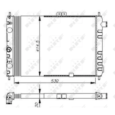 Immagine di NRF 58670 Radiatore motore Alluminio 530 414 30 Alette di raffreddamento montate meccanicamente