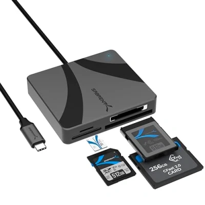 Immagine di SABRENT Lettore di schede multi USB C per CFexpress Tipo B, CFast 2.0 e microSD/SD (CR C4PM)