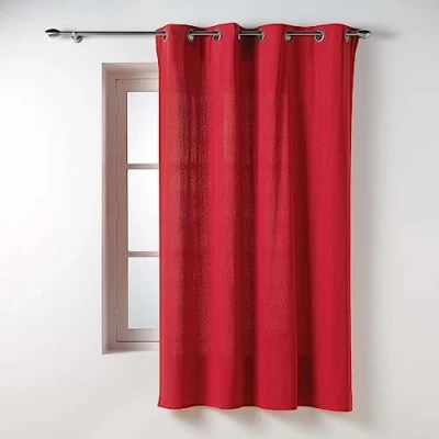 Immagine di Douceur d&#039;Intérieur Twily Tenda con Occhielli, 135 x 180 cm, Rosso, Cotone e Poliestere Riciclato