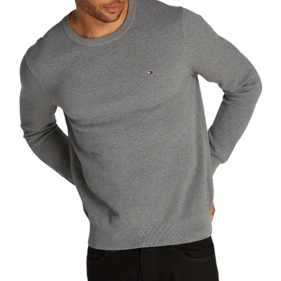 Immagine di Tommy Hilfiger Uomo Pullover Essential Structure Crew Neck Regular Fit, Grigio (Medium Grey Heather), XXL