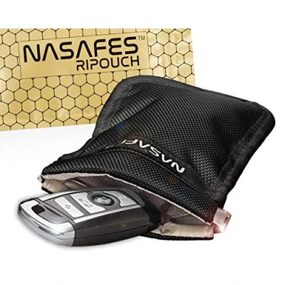 Immagine di Protezione chiave auto Keyless, Keyless Schermatura, Antifurto, Jammer Disturbatore Di Frequenza, Portachiavi Schermato Faraday Bag, Frequenze Cellulari, Snap magnetic