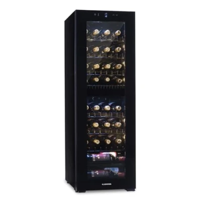 Immagine di KLARSTEIN Cantinetta Vino Refrigerata a Zona Doppia per Interno/Esterni, Frigo Bar, Cantina con Vetrina, Mini Protezione UV, Frigorifero Piccolo Touch Control 5 18C, 116L 39 Bottiglie