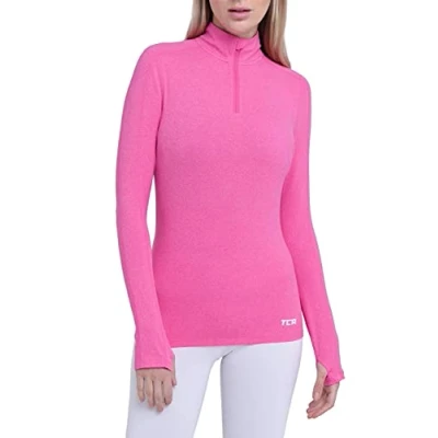 Immagine di TCA Fusion Quickdry Maglia da Corsa A Manica Lunga Donna con Colletto e Mezza Zip Rosa, L