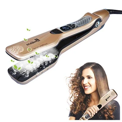 Immagine di iGutech Piastra per capelli a Vapore con pettine, stiraturaprofessionale 5 foriper la funzione spray, anti scottatura, bloccaggioautomaticodellatemperatura e di automatico