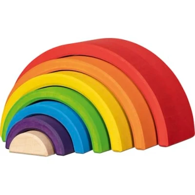 Immagine di goki 58479 Mattoncini da Costruzione, Piccolo Arcobaleno in Legno d&#039;Acero di Alta qualità Evolution 7 Pezzi Colori Colorati a Base d&#039;Acqua Made EU