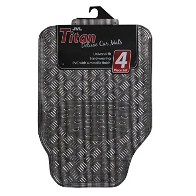 Immagine di JVL 01 694 Titan Tappetini Auto Design Metallico con Lato Inferiore in Gomma, Carbone, Set di 4