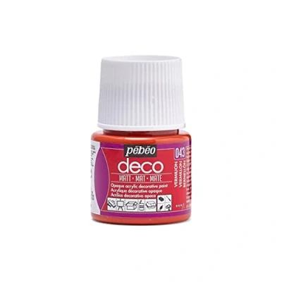 Immagine di Pébéo 204043 Colore Acrilico Opaco, 1 bottiglietta da 45 ml, Colore: Rosso vermiglio