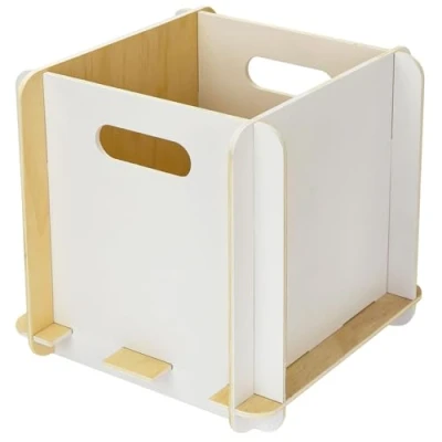 Immagine di HMF Scatola portaoggetti in legno da assemblare, adatta per librerie, 25 x cm, colore: bianco