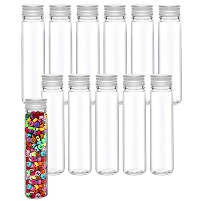 Immagine di Rifrpha 12 Pezzi Provette Plastica Trasparente con Tappo a Vite 110 ML Porta Confetti Bomboniere Portaconfetti Provetta da Laboratorio per Caramelle, Piante, Campioni