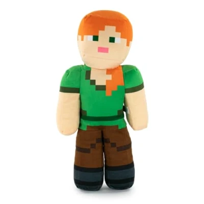 Immagine di Personaggi di Peluche del Videogioco Minecraft Enderman, Lama, Ocelot, Maiale, Steve, Alex, Creeper, Lupo Taglie Diverse a Seconda Modello Qualità Super Soft (Alex)