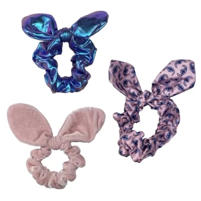 Immagine di Scrunchies con nodo Stitch Disney, Elastici per Capelli in Tela, codini, 3 pezzi, multicolore