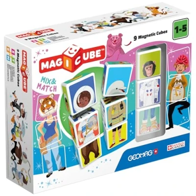 Immagine di Geomag Magicube Mix &amp; Match Animali Gioco di Costruzione Magnetico, Multicolore, 9 Cubi, 00124
