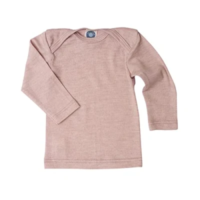 Immagine di Cosilana Maglietta intima a maniche lunghe da bambini, 70% lana e 30% seta, Rosa mélange., 50/56 cm