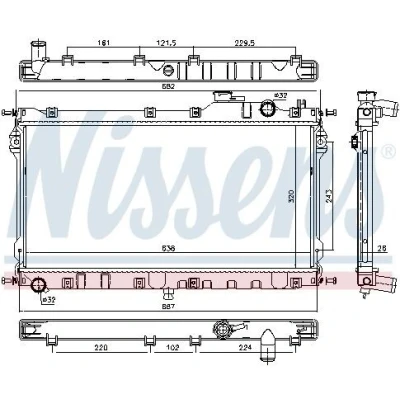 Immagine di NISSENS 68559 Radiatore motore Alluminio 320 646 26 Alette di raffreddamento saldate MAZDA: MX 5 I