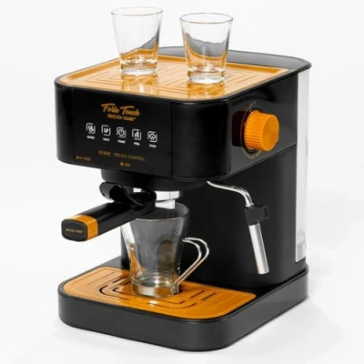 Immagine di ECO DE Macchina da Caffé Espresso Forte Touch, 20 Bar, Touch Control, Struttura in Acciaio Inox, Lancia a Vapore per Cappuccino, 1.6 Litri, Espresso, 1050 Watt Compatibile