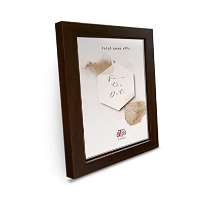 Immagine di aFFa frames, Hekla, cornice portafoto in MDF, facile da pulire, rettangolare, con vetro acrilico, 13 x 18 cm, colore: wengé
