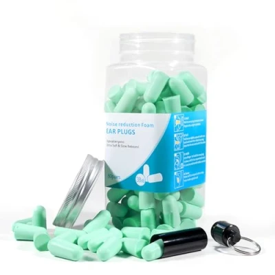 Immagine di Earplugs 60 paia,Tappi per Orecchie di Colore Verde Dormire,Orecchie Riutilizzabili la Protezione dal Rumore,lavoro,Concerti,Aiuto al Sonno,Protezione Dell&#039;Udito con 38dB SNR