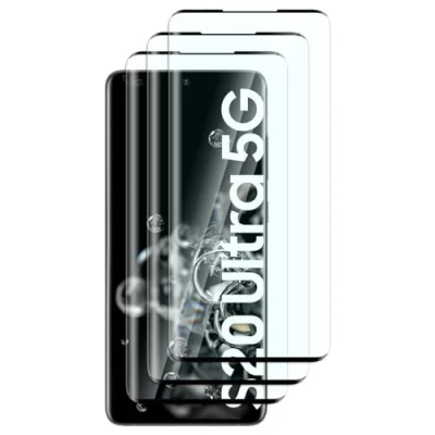 Immagine di FWKDWHPH 3 Pezzi Vetro Temperato per Samsung Galaxy S20 Ultra 5G,3D Full Coverage,Durezza 9H,Anti Graffio,Senza Bolle,HD Pellicola Protettiva
