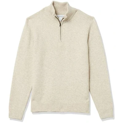 Immagine di Amazon Essentials Maglione Morbido a Maniche Lunghe con Cerniera sul Collo Uomo, Bianco Sporco, XXL