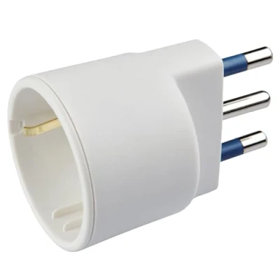 Immagine di Poly Pool PP0432S Adattatore Presa Schuko Spina Grande 250V Tedesca Italiana 10A/16A con Terra Laterale 16A 2P+T 100% Made in Italy Bianco