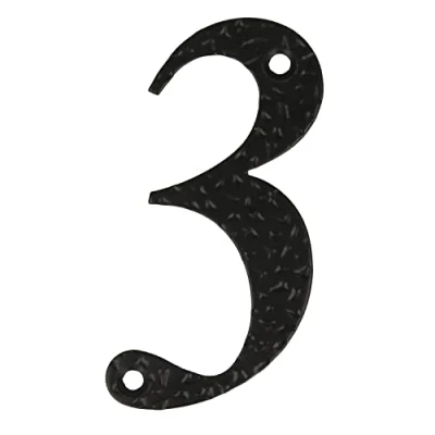 Immagine di Amig Numero Per case o portali N. 3 100 x 65 mm pareti esterne di abitazioni In acciaio finitura nera epossidica Stile forgiato Include tasselli e tirafondi