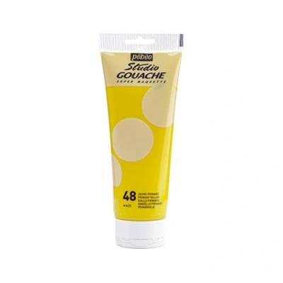 Immagine di Pébéo Studio Gouache 220 ml Pittura Professionale, Colore a Guazzo, Tempere per Paint dai Colori Opachi e Pigmentati Giallo Primario