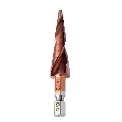 Immagine di Mengshen Cobalto Punte a gradini Flauto spirale 4 12mm, HSS M35 Multi foro 9 dimensioni cava esagonale trapano taglio di foratura ingrandire piastra in acciaio inox tempra lamiera