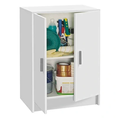 Immagine di Habitdesign Armadio Multiuso Basso, 2 Ante, Rifinito in Colore Bianco, Misure: 59 cm (Larghezza) x 80 (Altezza) 37 (profondità)