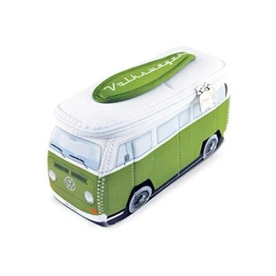 Immagine di BRISA VW Collection Volkswagen beauty case da viaggio in Neoprene trousse trucchi, porta oggetti con manico, Camper T2 Bus design (Verde/Piccolo)