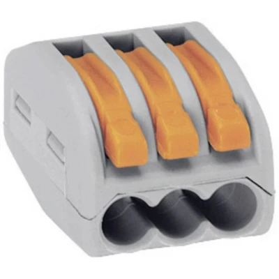 Immagine di WAGO 222 413 50 Morsetto flessibile: 0.08 4 mm² rigido: 2.5 Numero Poli (num): 3 pz. Grigio, Arancione