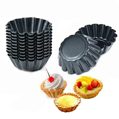 Immagine di Comius Sharp Stampi di Crostate Uova, 12 Pezzi Pirottini in Acciaio al Carbonio, Stampo per Crostata, Formine Muffin, Budini, Riutilizzabile e Antiaderente (6,5cm)