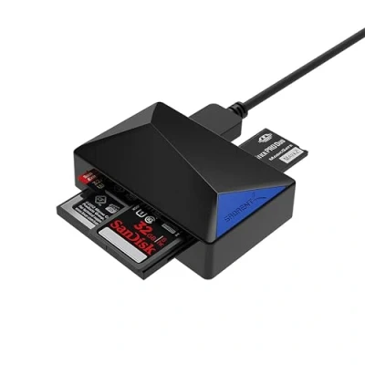 Immagine di Lecteur de Carte Mémoire 4 Slots, SD/Micro SD, CF, à USB 3.2 Adaptateur pour Cartes MS, MMC, TF, SDXC, SDHC,Micro SDHC, Micro UHS I, Transfert Rapide, Accès Simultané (CR BMC3)