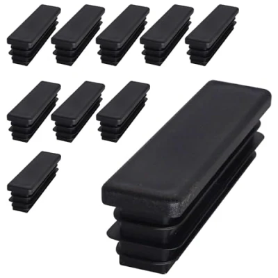 Immagine di SKIR&#039;CO tappi rettangolari in plastica, 20 x 80 mm, opachi, inserti per tubi rettangolari, pali di recinzione, colore nero RAL 9005, 10 pezzi