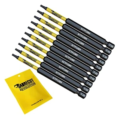 Immagine di 10 x SabreCut SCTP1089_10 89 mm T10 TX10 Torx Set di punte per cacciavite a impatto magnetico sicurezza antimanomissione, resistenti, compatibili con Dewalt Milwaukee Bosch Makita e altro