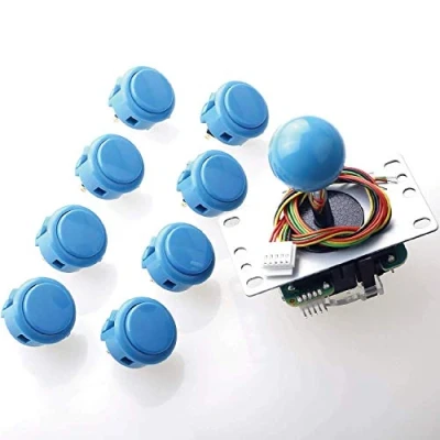 Immagine di Sanwa JLF TP 8YT joystick + 8 pezzi OBSF 30 Push Button Bundle Kit Colore: Azzurro per gioco arcade 4 e vie regolabile, videogiochi
