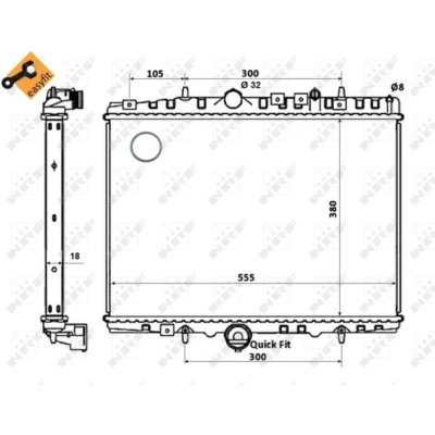 Immagine di NRF EASY FIT 58352 Radiatore motore Alluminio 555 380 18 con anello tenuta Alette di raffreddamento saldate CITROËN: C5 I Station Wagon
