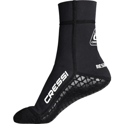 Immagine di CRESSI Resilient Pro Neoprene Socks 3mm S Calzari Unisex in Nero Bifoderato Dotati di Suola Grip Gommato Antiscivolo, Immersioni, Apnea, Snorkeling e altri Sport Acquatici,