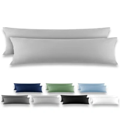 Immagine di REDKEY Coppia di Federe 40 x 145 cm, Set 2 Tessuti per Cuscino Letto, con Coperchio Ribaltabile (senza Cerniera), 100% Microfibra è morbida e traspirante，Grigio chiaro