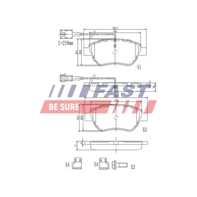 Immagine di FAST FT29124 Kit pastiglie freno Assale anteriore con sensore usura integrato FIAT: Grande Punto Hatchback, 500 Panda II Hatchback