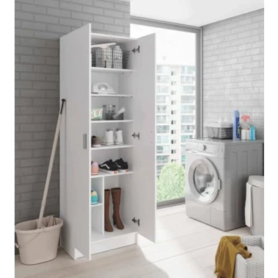 Immagine di Dmora Armadio Multiuso a Due Ante con Cinque Ripiani, Colore Bianco, cm 59 x 37 h180, 2 6