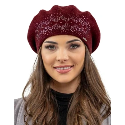 Immagine di Vivisence Berretto Invernale da Donna in Stile Classico Decorato con Zirconi Perfettamente Adattabile alla Testa Ideale per Le Giornate Fredde, Marrone,Taglia Unica